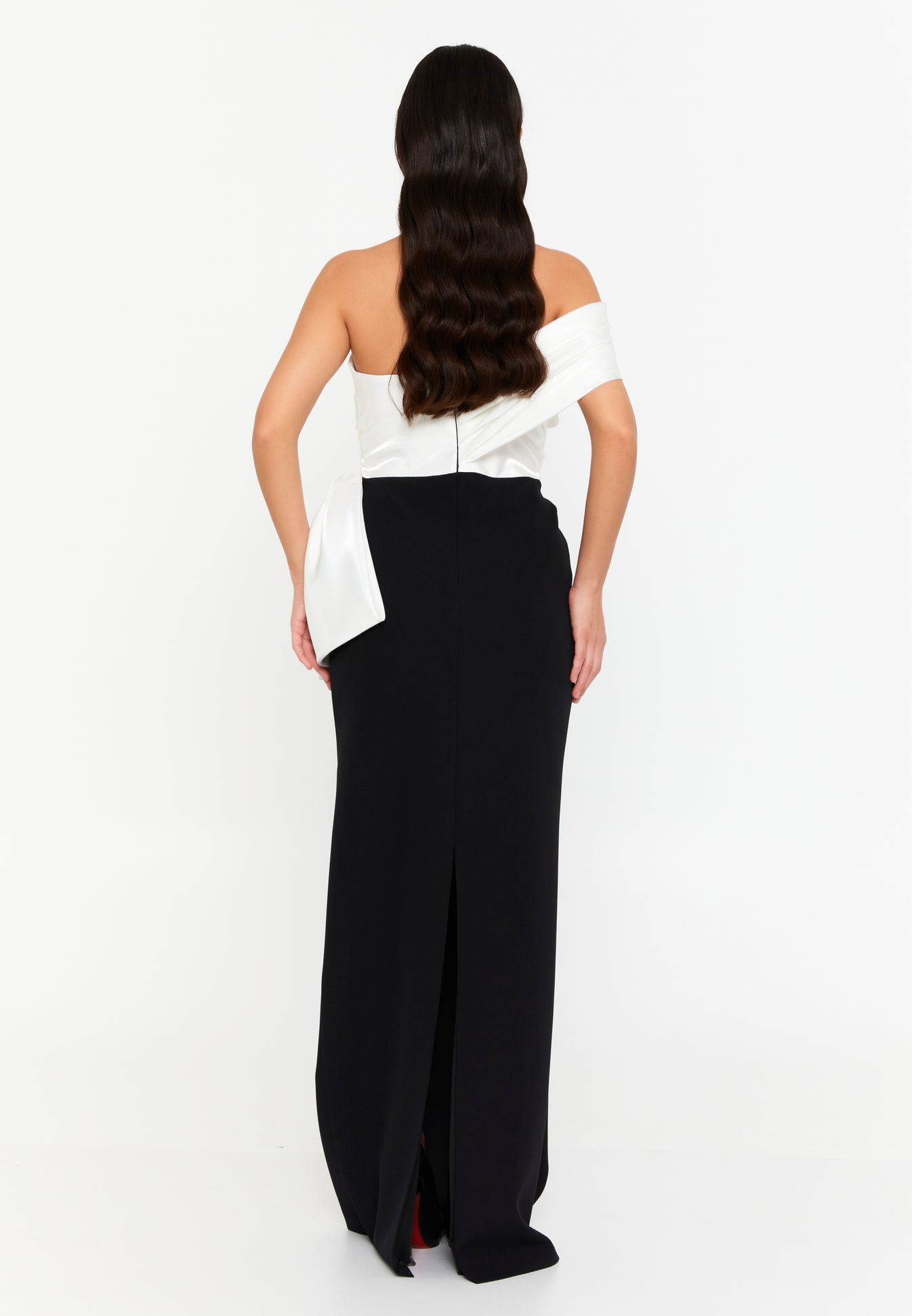 Black Layla Dress - Black and White luxury evening dress by Riviera Couture