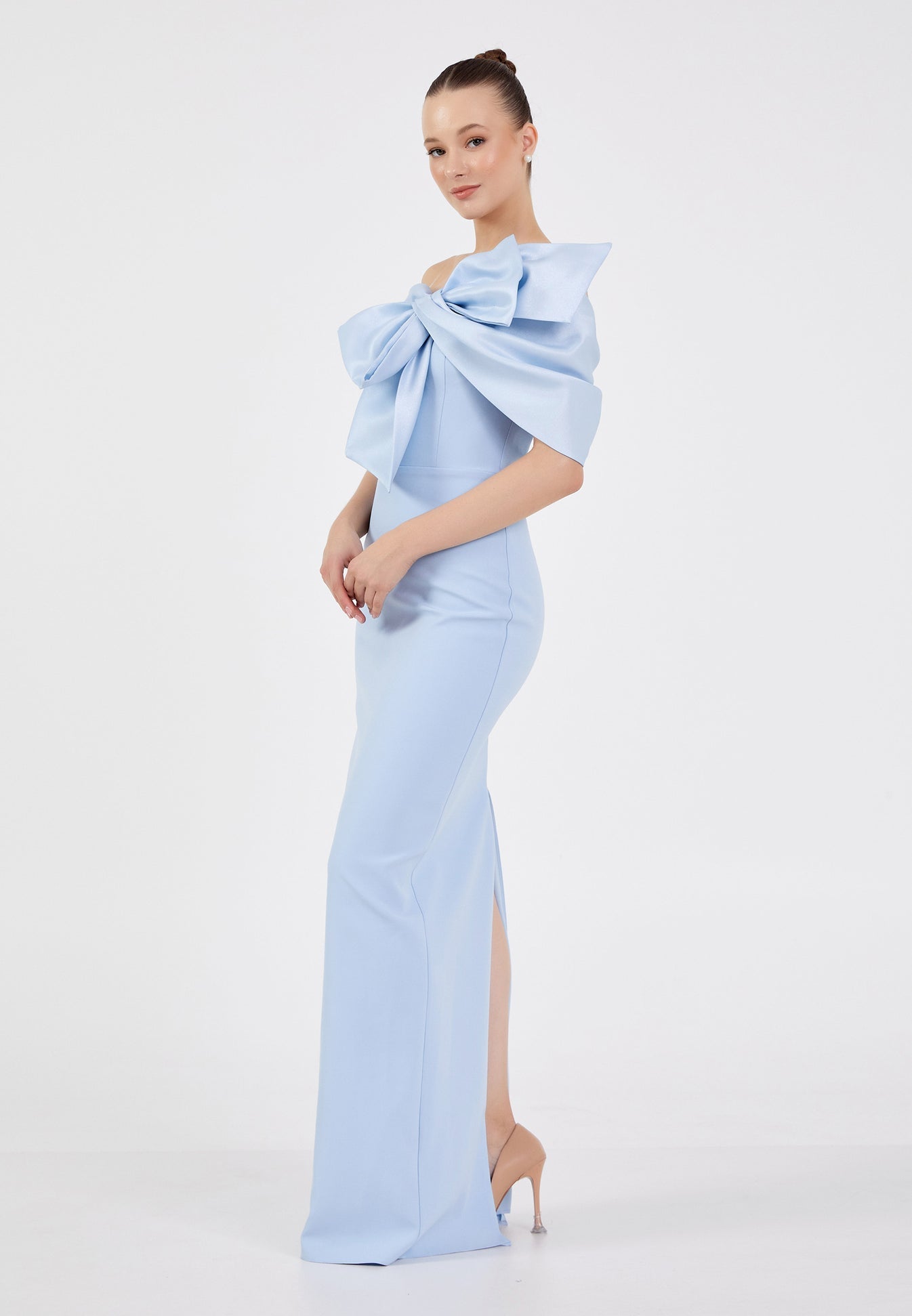 Baby Blue Lina Dress - Baby Blue luxury evening dress by Riviera Couture