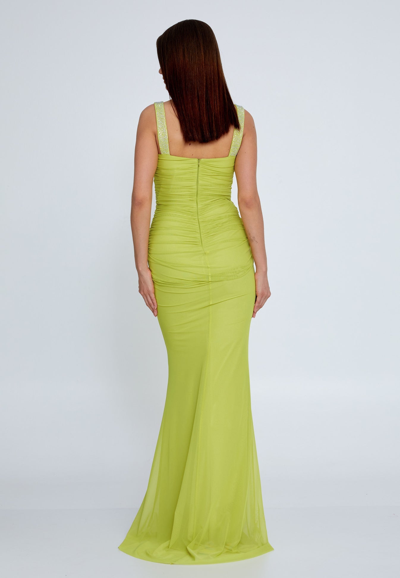 Lime Green Nour Dress - Lime Green luxury evening dress by Riviera Couture