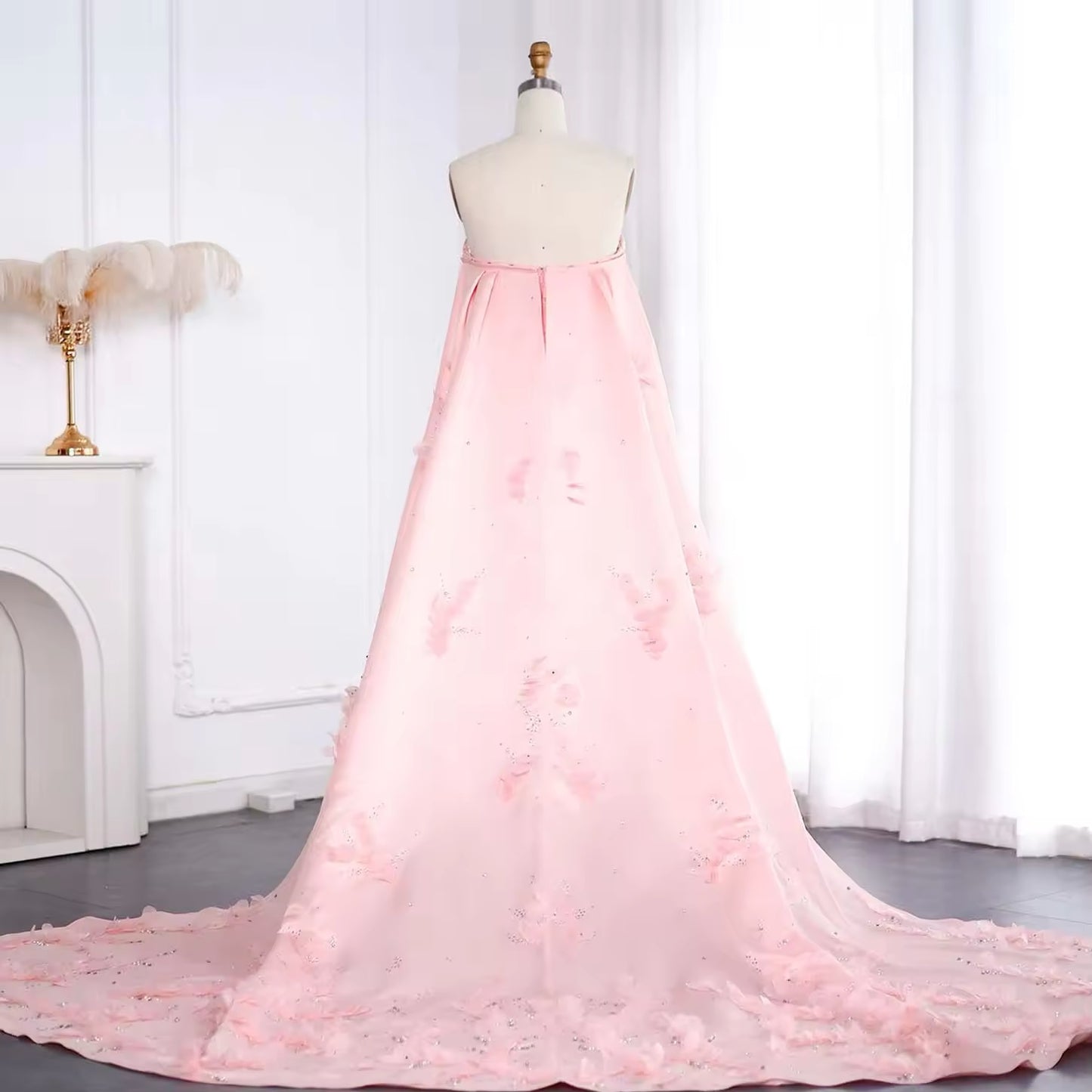 Baby Pink Baby Pink Strapless Gown with Train luxury evening dress by Riviera Couture