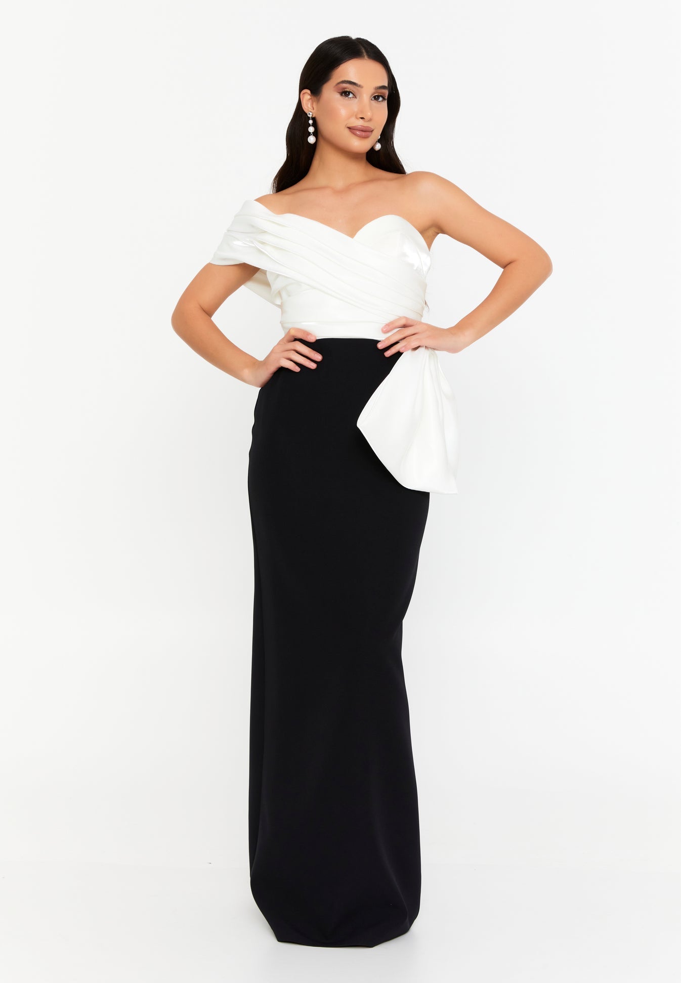 Black Layla Dress - Black and White luxury evening dress by Riviera Couture