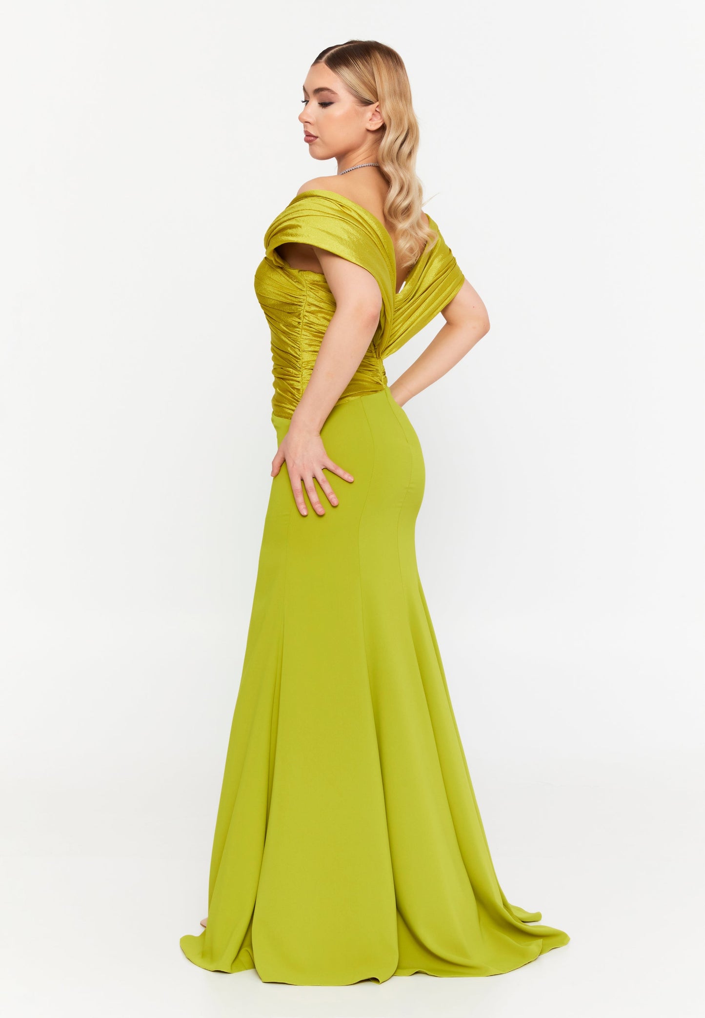 Lime Green Mira Dress - Lime Green luxury evening dress by Riviera Couture