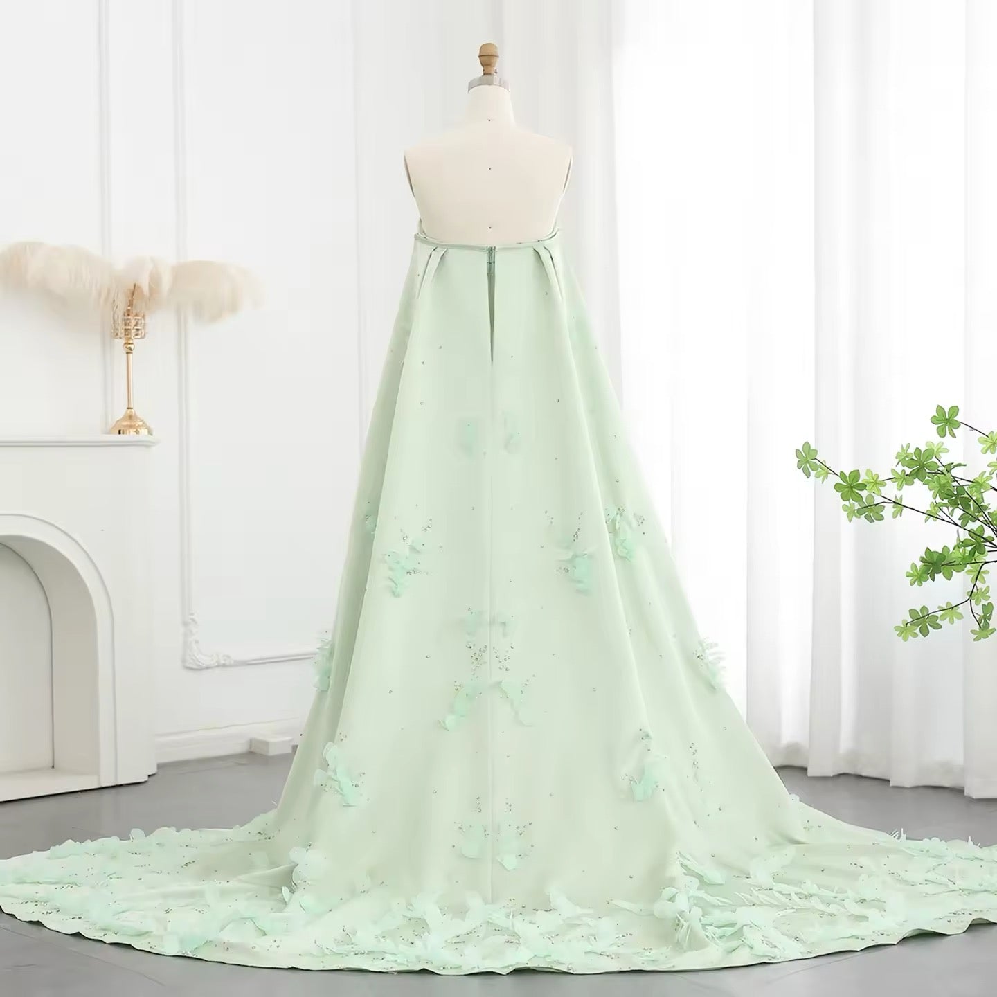 Sage Green Sage Green Strapless Gown with Train luxury evening dress by Riviera Couture