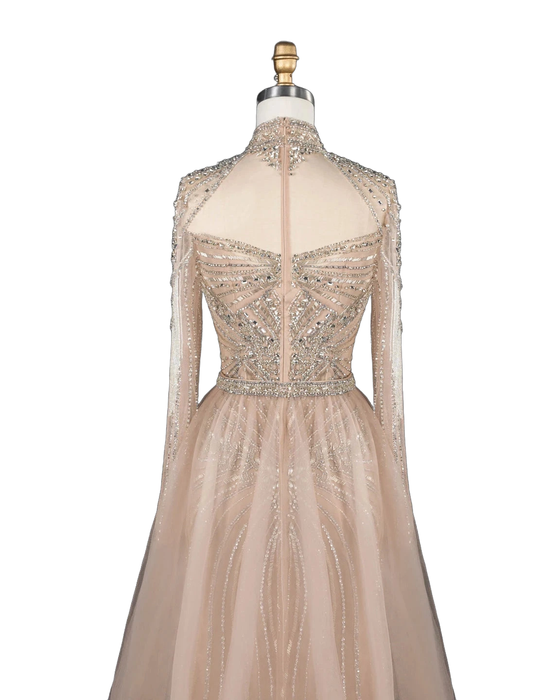 The Ghaida – high neck long sleeve beaded mermaid evening gown | Riviera Couture