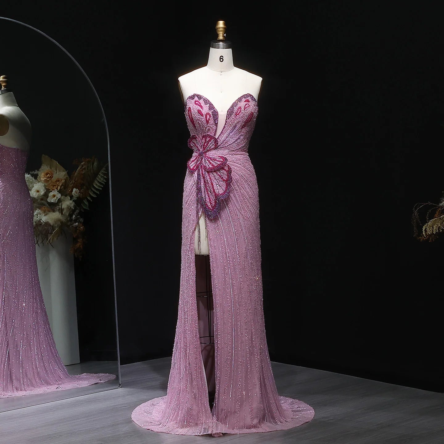 Pink Pink Sweetheart Mermaid Evening Gown — Luxury Beaded Dubai Wedding — Riviera Couture GCC Luxury Evening Gown
