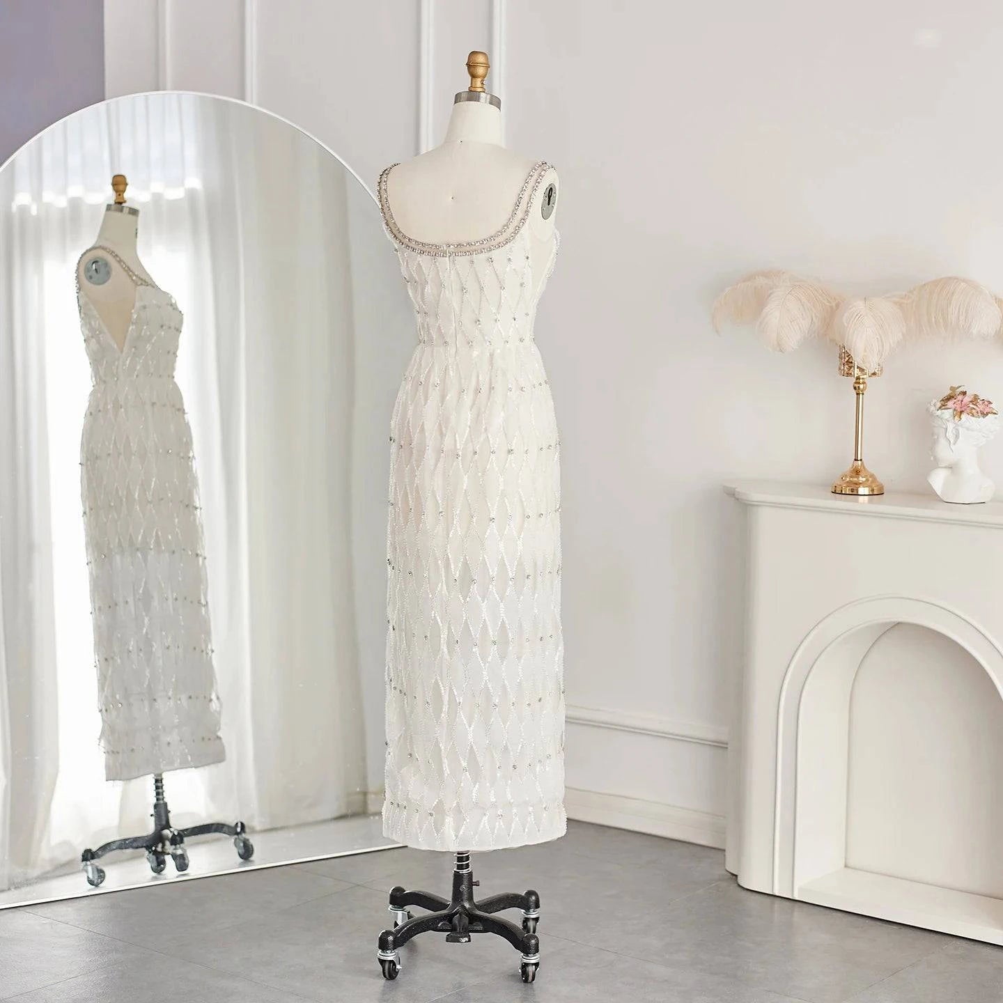 Luxury Crystal White Evening Dress - Riviera Couture