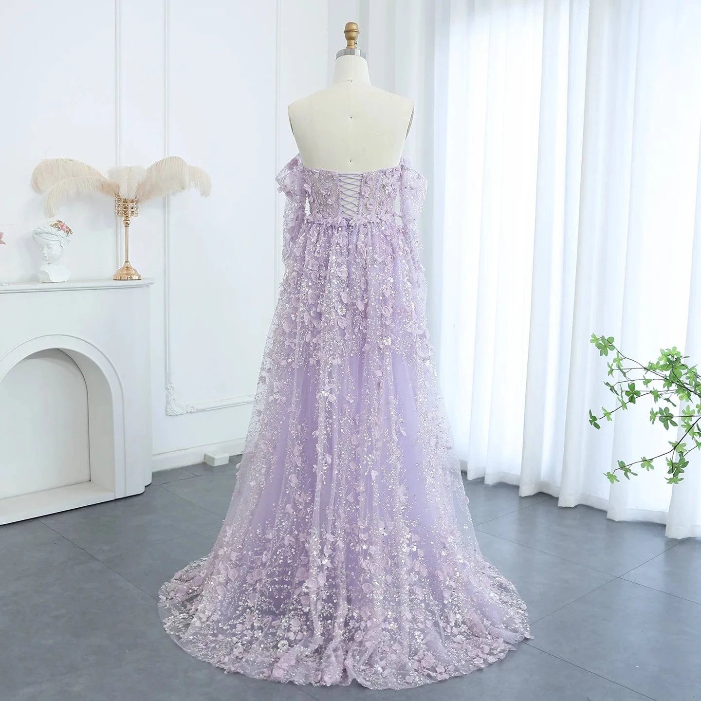 3D Flowers Luxury Evening Dress with Overskirt - RC02 - Riviera Couture