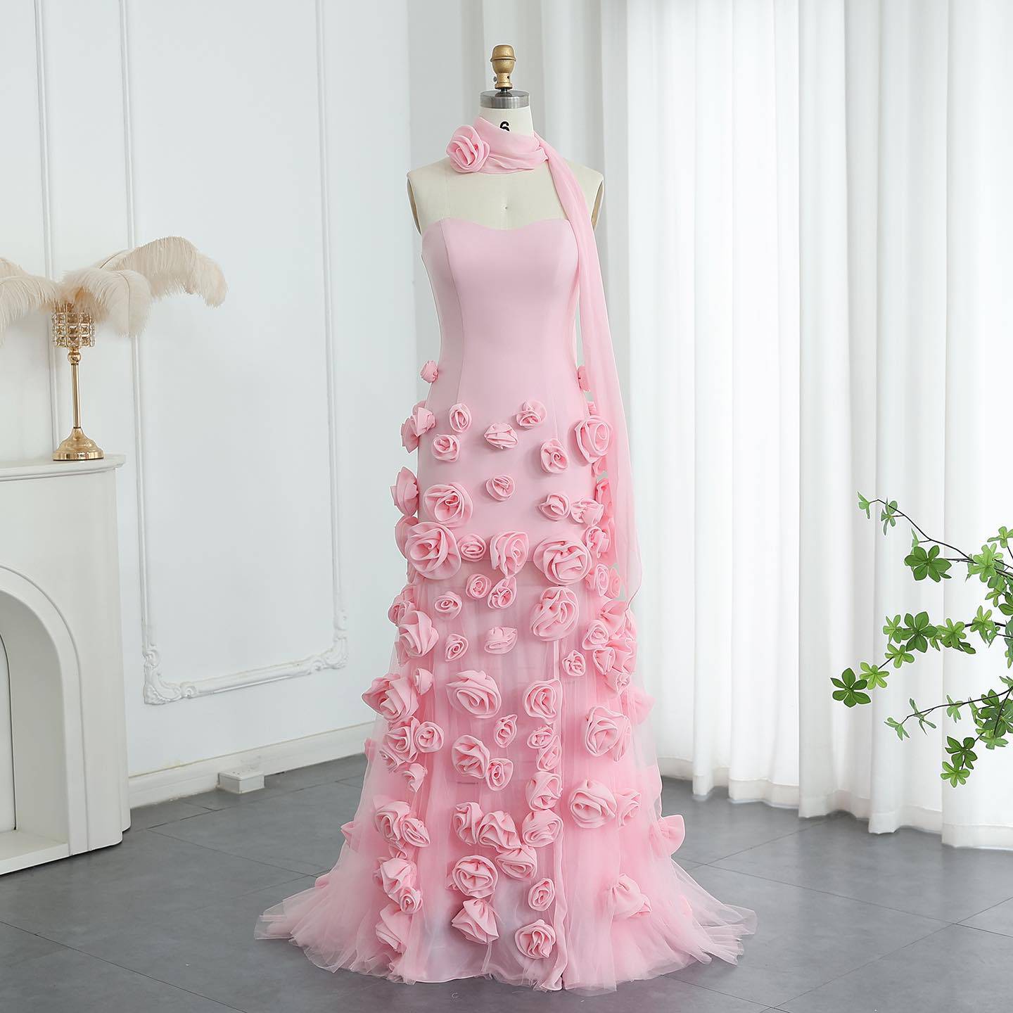 3D Flowers Mermaid Evening Dress - RC08 - Riviera Couture