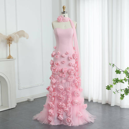 3D Flowers Mermaid Evening Dress - RC08 - Riviera Couture