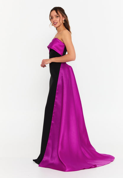Fuchsia Salma Dress - Black and Fuschia luxury evening dress by Riviera Couture