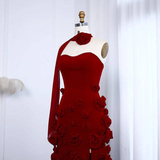 Maroon 3D Flowers Mermaid Evening Dress - RC08 - Riviera Couture