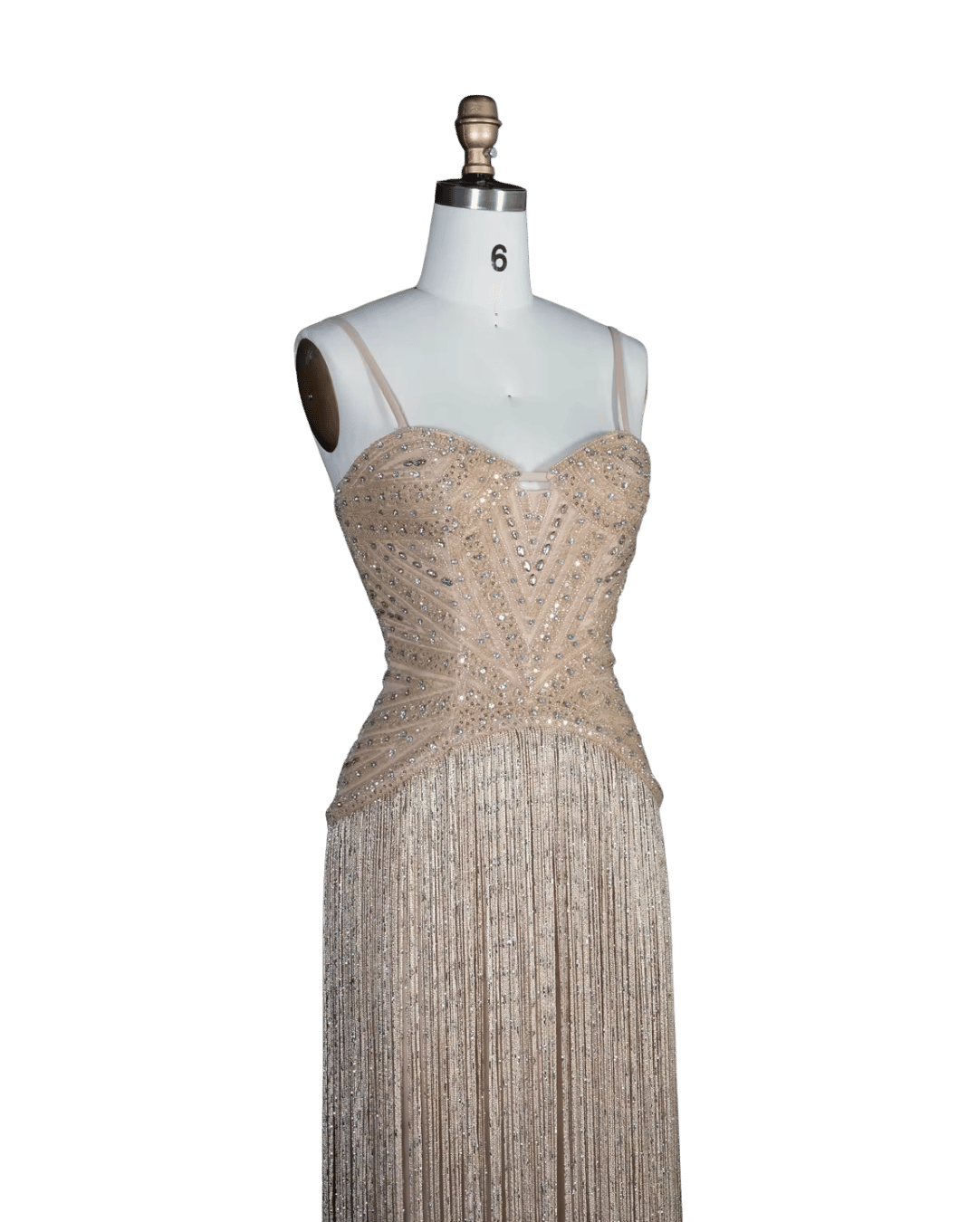 RC170 — The Aisha | Crystal Tassel Beaded Evening Gown — Luxury GCC Formal 2026