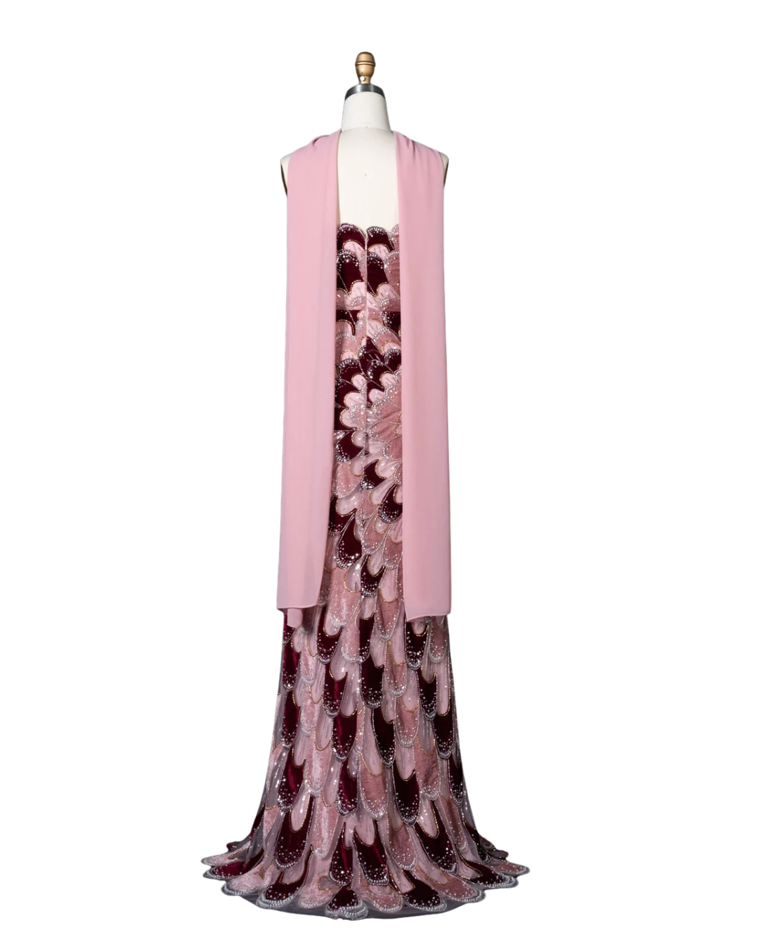 RC115 — The Rosalind | Sequined Mermaid Evening Gown with Beaded Tiers & Wrap