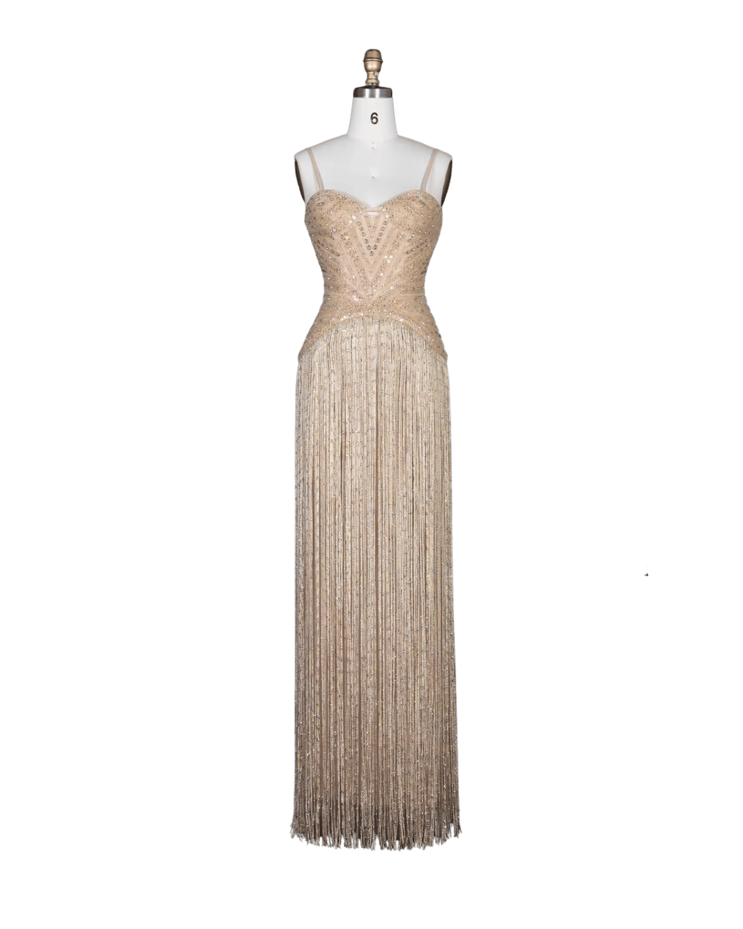 RC170 — The Aisha | Crystal Tassel Beaded Evening Gown — Luxury GCC Formal 2026