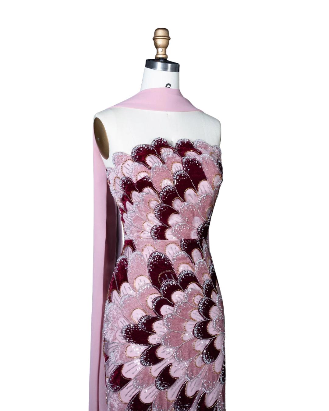 RC115 — The Rosalind | Sequined Mermaid Evening Gown with Beaded Tiers & Wrap