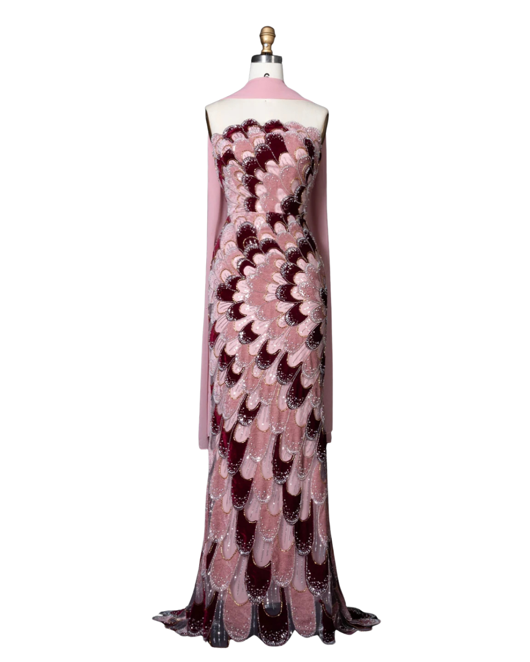 RC115 — The Rosalind | Sequined Mermaid Evening Gown with Beaded Tiers & Wrap