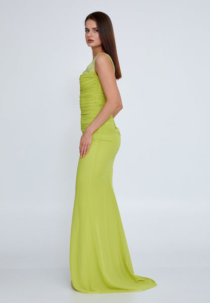 Lime Green Nour Dress - Lime Green luxury evening dress by Riviera Couture
