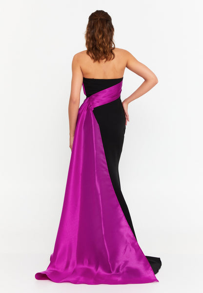 Fuchsia Salma Dress - Black and Fuschia luxury evening dress by Riviera Couture