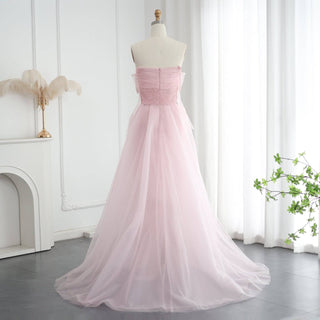 Pink Evening Dress with Overskirt and Gloves - Riviera Couture