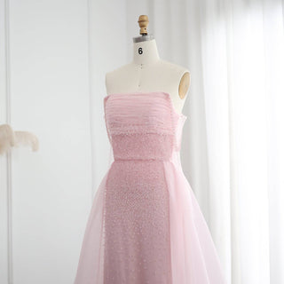 Pink Evening Dress with Overskirt and Gloves - Riviera Couture