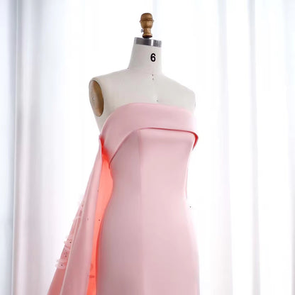 Baby Pink Baby Pink Strapless Gown with Train luxury evening dress by Riviera Couture