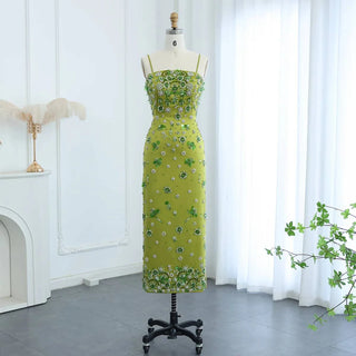 Lime Green Jeweled Dress - Riviera Couture