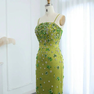 Lime Green Jeweled Dress - Riviera Couture