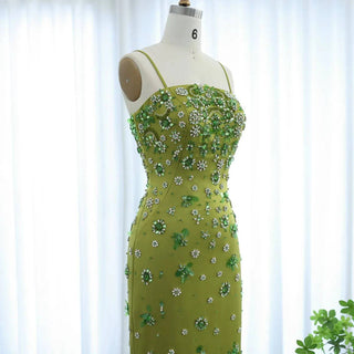 Lime Green Jeweled Dress - Riviera Couture