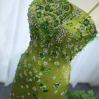 Lime Green Jeweled Dress - Riviera Couture