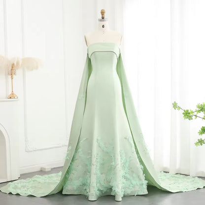 Sage Green Sage Green Strapless Gown with Train luxury evening dress by Riviera Couture