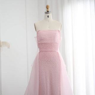 Pink Evening Dress with Overskirt and Gloves - Riviera Couture