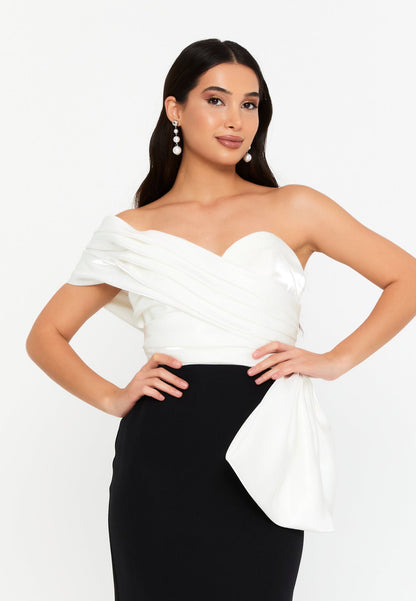 Black Layla Dress - Black and White luxury evening dress by Riviera Couture