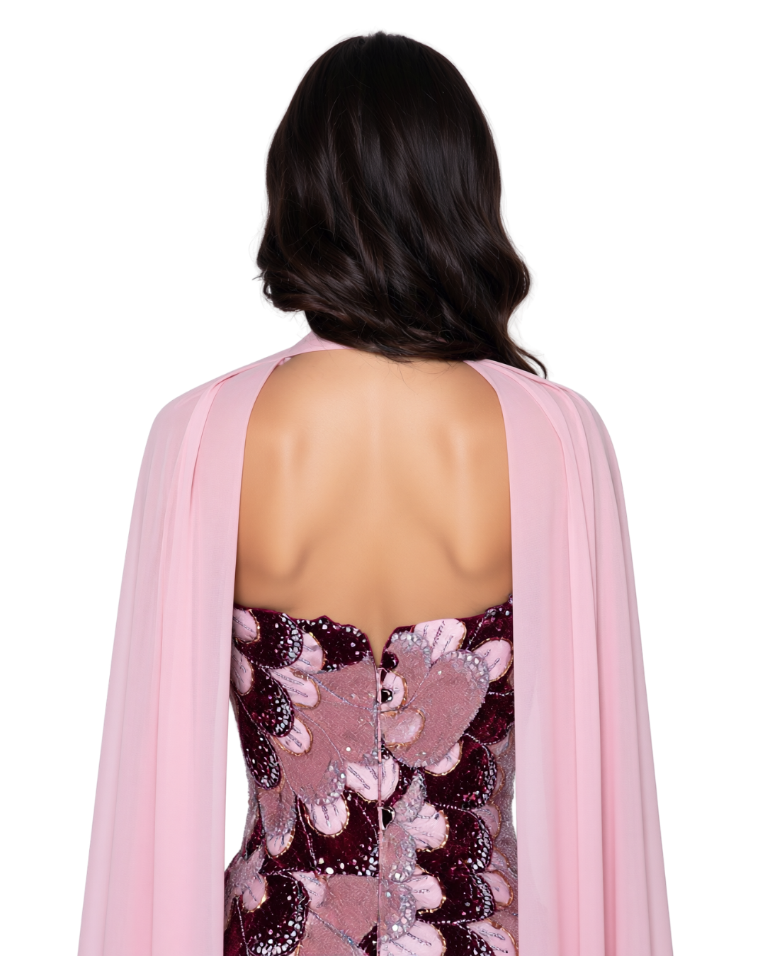 RC115 — The Rosalind | Sequined Mermaid Evening Gown with Beaded Tiers & Wrap
