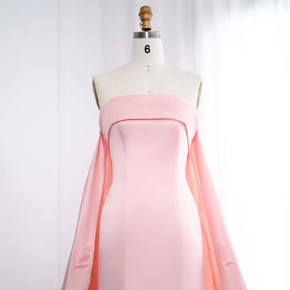 Baby Pink Baby Pink Strapless Gown with Train luxury evening dress by Riviera Couture