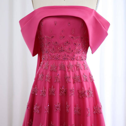 Pink Satin Evening Dress with Cape - Riviera Couture