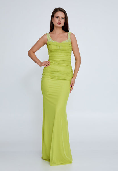 Lime Green Nour Dress - Lime Green luxury evening dress by Riviera Couture