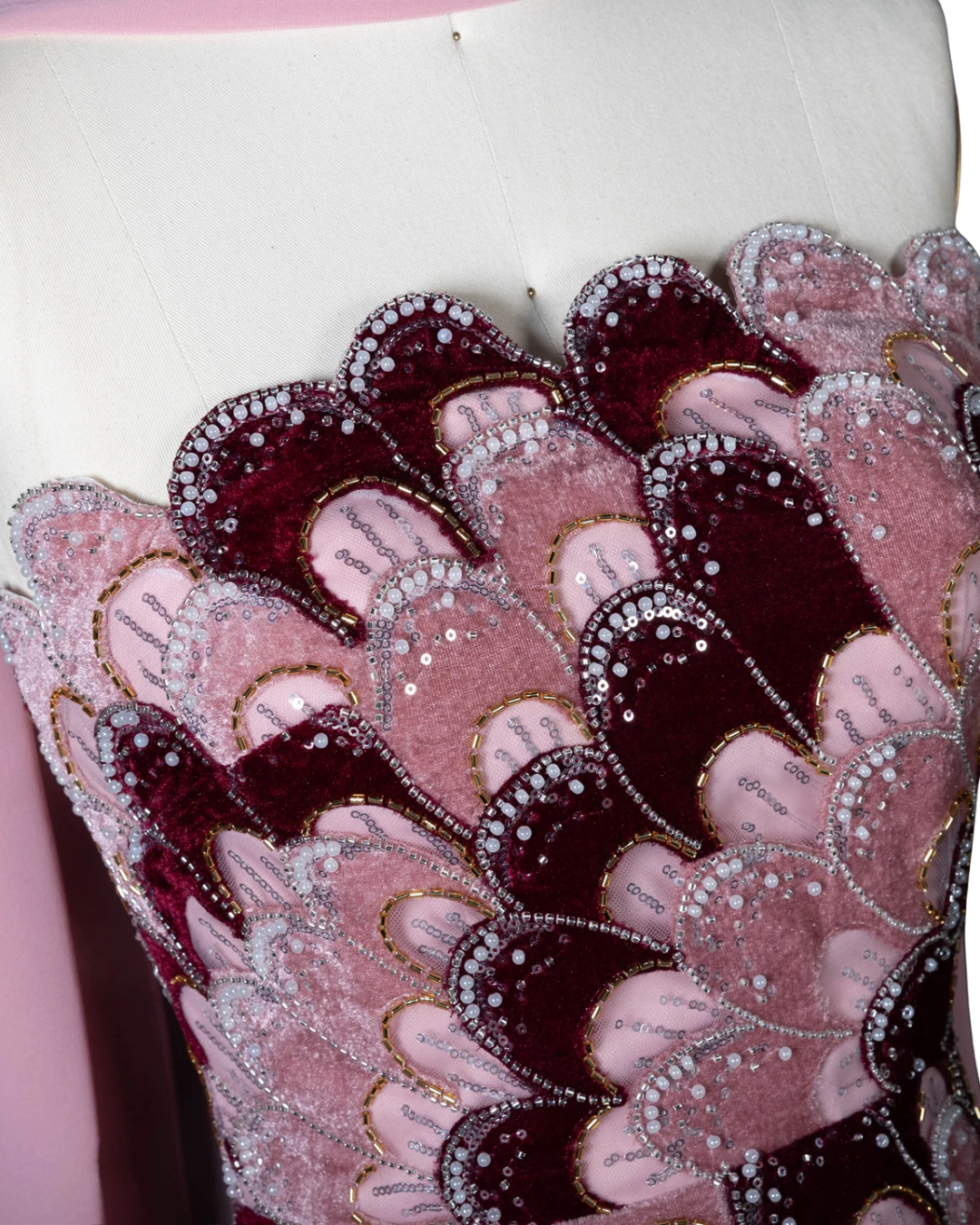 RC115 — The Rosalind | Sequined Mermaid Evening Gown with Beaded Tiers & Wrap
