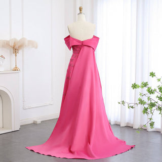 Pink Satin Evening Dress with Cape - Riviera Couture