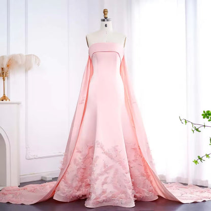 Baby Pink Baby Pink Strapless Gown with Train luxury evening dress by Riviera Couture