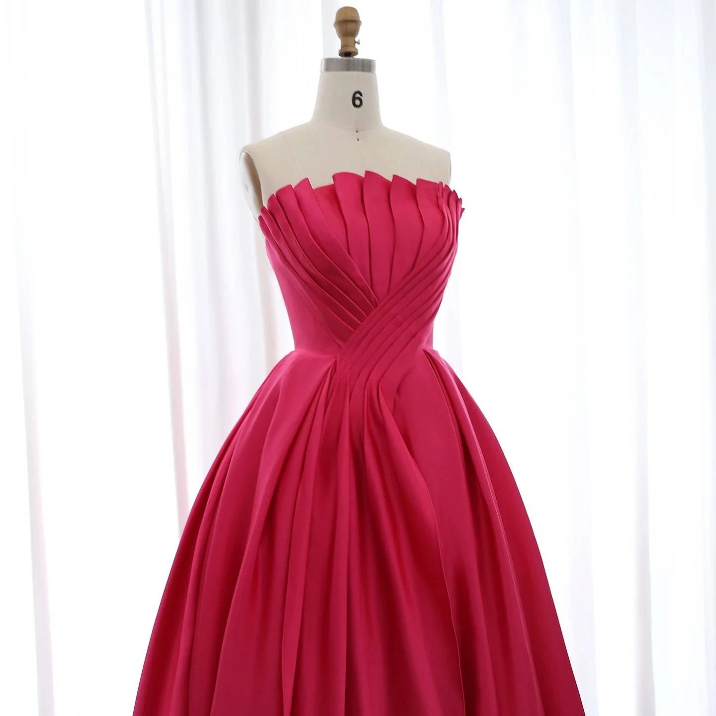 Fuchsia Satin Evening Dress - Riviera Couture