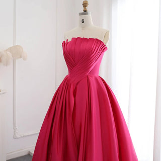 Fuchsia Satin Evening Dress - Riviera Couture