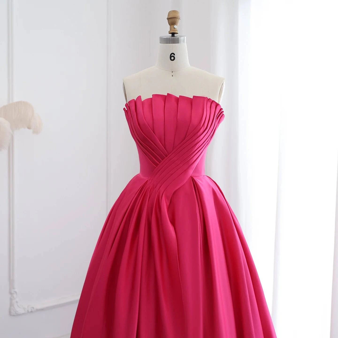 Fuchsia Satin Evening Dress - Riviera Couture