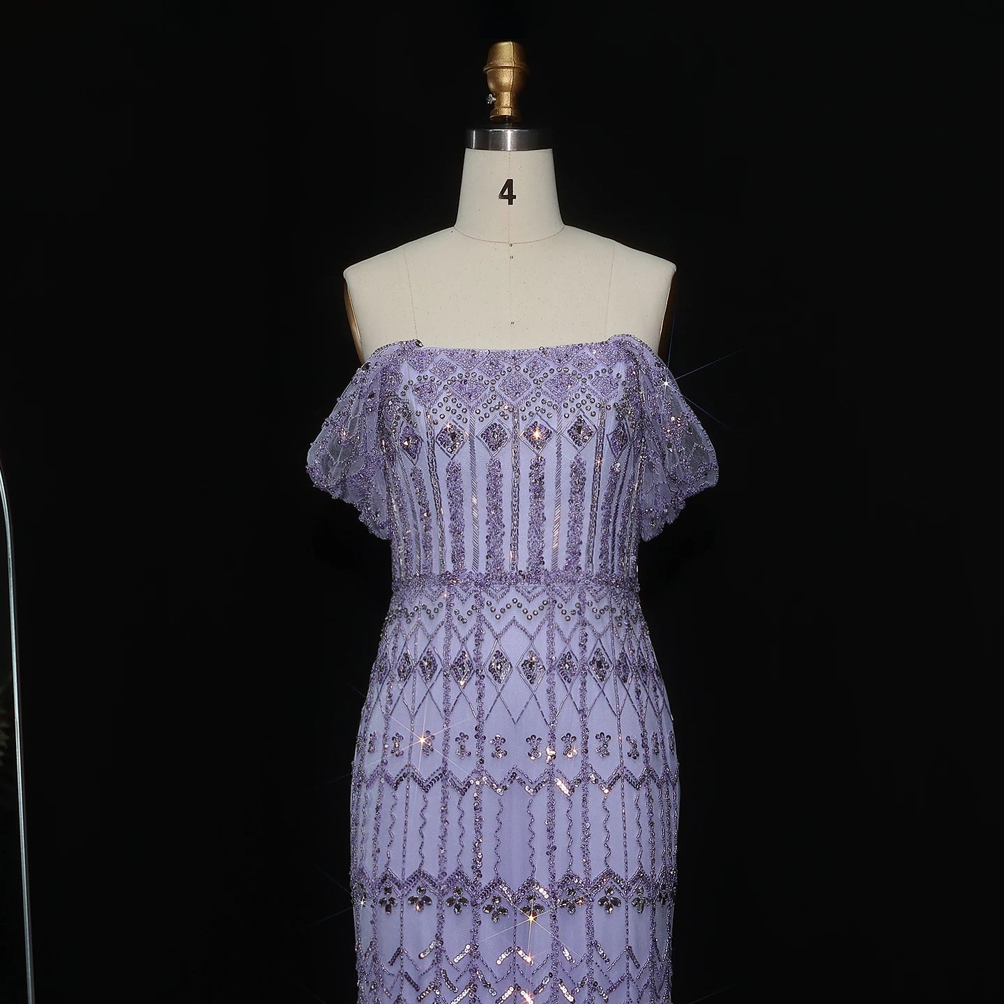 Pink Burgundy Mermaid Evening Gown with Cap Sleeve — Dubai Arabic Luxury — Riviera Couture GCC Luxury Evening Gown
