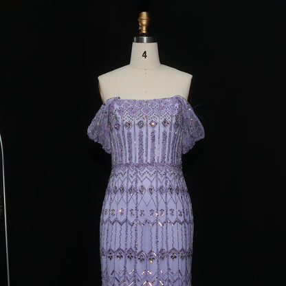 Pink Burgundy Mermaid Evening Gown with Cap Sleeve — Dubai Arabic Luxury — Riviera Couture GCC Luxury Evening Gown