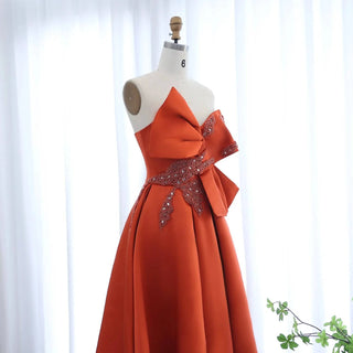 Orange Satin Evening Dress - Riviera Couture