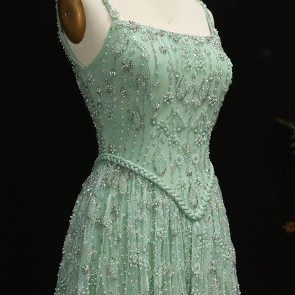 Sage Green Sage Green Corset Top Beaded Gown luxury evening dress by Riviera Couture