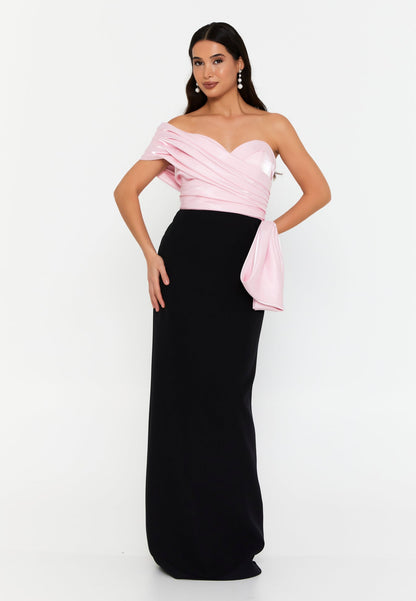 Black Layla Dress - Black and Pink luxury evening dress by Riviera Couture