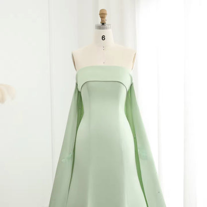 Sage Green Sage Green Strapless Gown with Train luxury evening dress by Riviera Couture