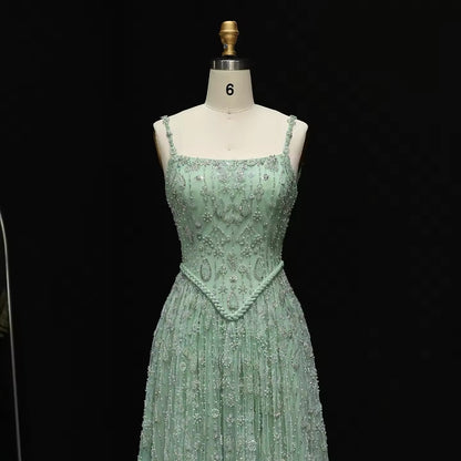 Sage Green Sage Green Corset Top Beaded Gown luxury evening dress by Riviera Couture