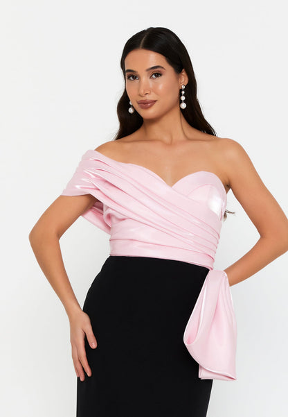 Black Layla Dress - Black and Pink luxury evening dress by Riviera Couture